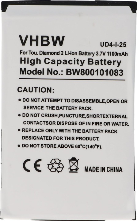Image du produit HTC Batterie pour Touch Diamond 2, TOPA160, 35H00125-02M, BA (1 pcs, Spécifique à l'appareil, 1100 mAh)