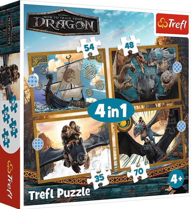 Produktbild Trefl 4 in 1 Puzzle - Dragons (70 Teile)