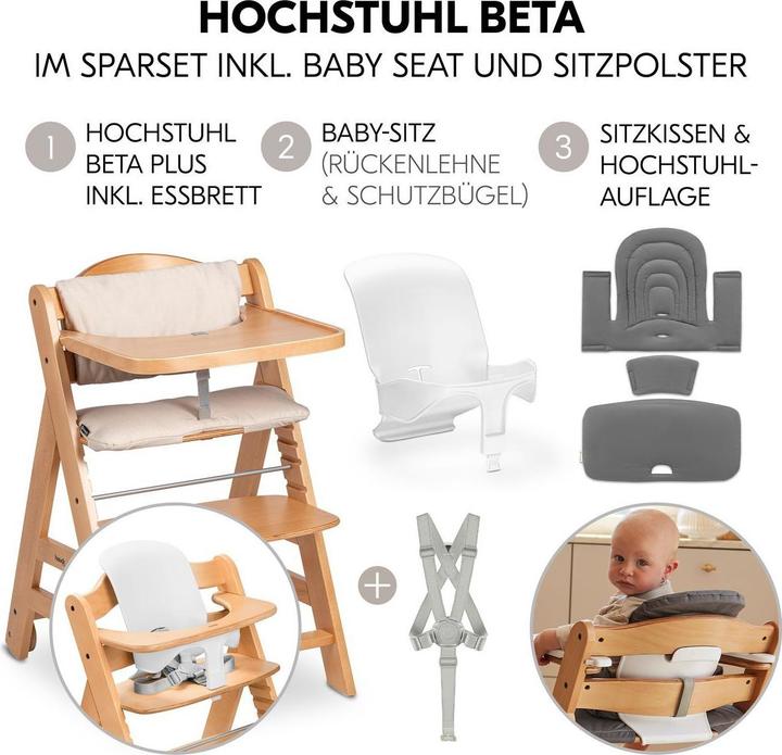 Produktbild Hauck Hochstühle Hochstuhl Beta Plus Natural - im Sparset (Hochstuhl)