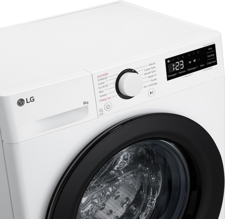 Produktbild LG F2R3S08NSWB Waschmaschine 8kg AI DD, Klasse A-10%, 1200 U/min, Dampf, AI Wash (8 kg, Links)