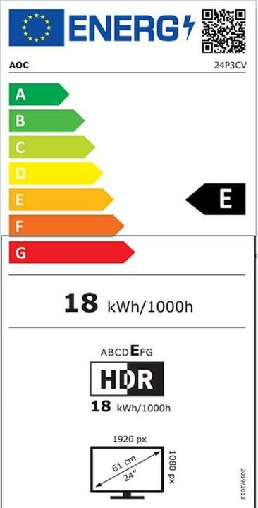Energy Label AOC 24P3CV (1920 x 1080 pixels, 23.80")