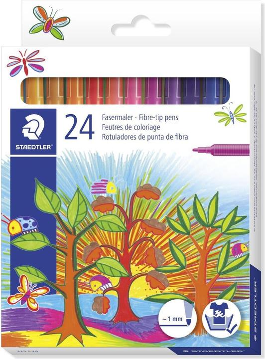 Immagine prodotto Staedtler Penne con punta in fibra Noris Club, astuccio in cartone da 24 pezzi, spessore mina: 1,0 mm (Il colore della scrittura, 24 x)