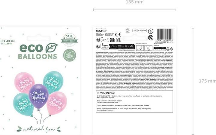 Produktbild Partydeco Latexballons - Happy Birthday Roses (5St.) (5 x)
