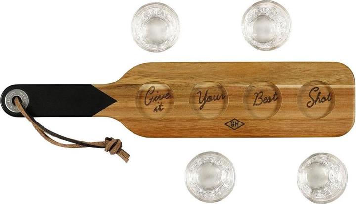 Actual product image Gentlemen's Hardware Serving Paddle & Shot Glasses (4.40 dl, 5 x, Shot glass)