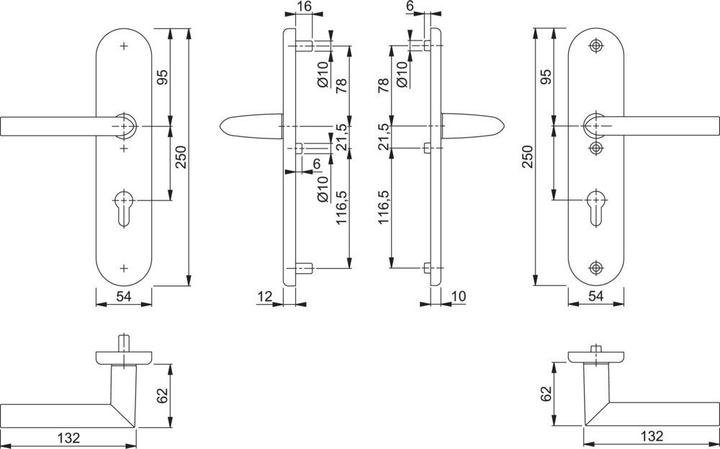 Actual product image Hoppe Protection set Stockholm 1140/3331/3410 Aluminium F1 92 mm 67-72 mm (Door handle)