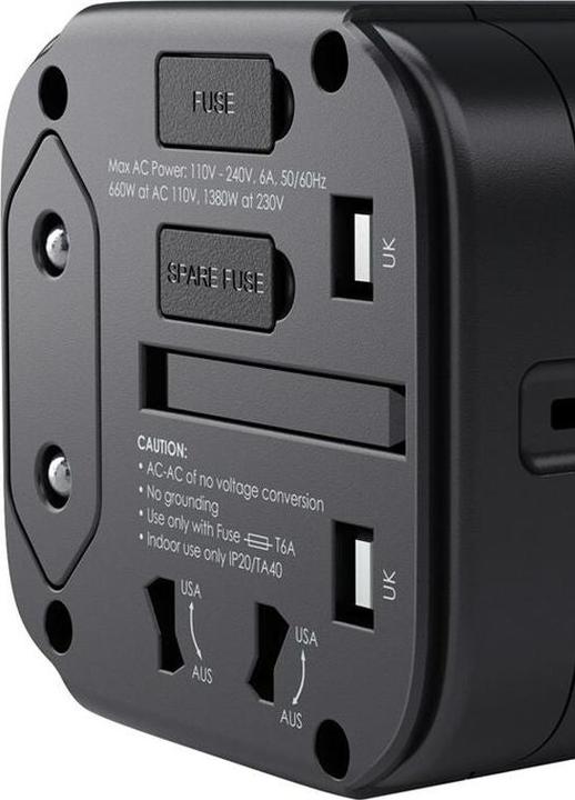Actual product image Aukey PA-TA01 White Universal Travel Adapter with 1xUSB-C and 2x