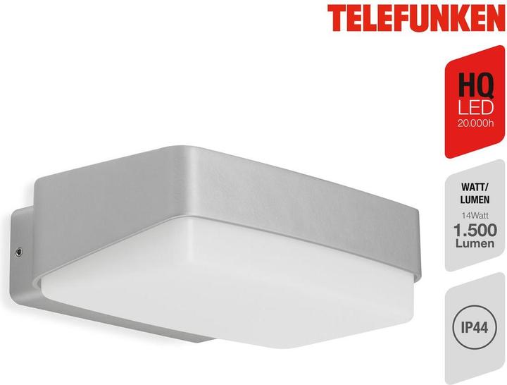 Produktbild Telefunken MAINZ LED Aussenwandleuchte IP44 14W Silberfarbig IP44 Neutralweiss (IP44)