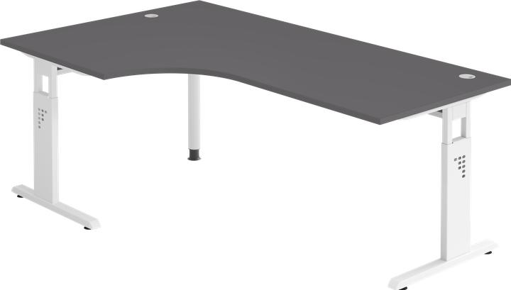 Produktbild Hammerbacher Winkeltisch C-Fuss 200x120cm 90°Graphit/Weiss