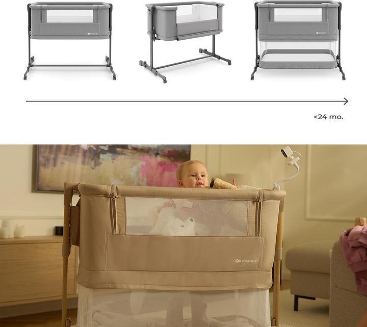 Productafbeelding KinderKraft Nestee Grow 2 co-sleeper bed dark grey