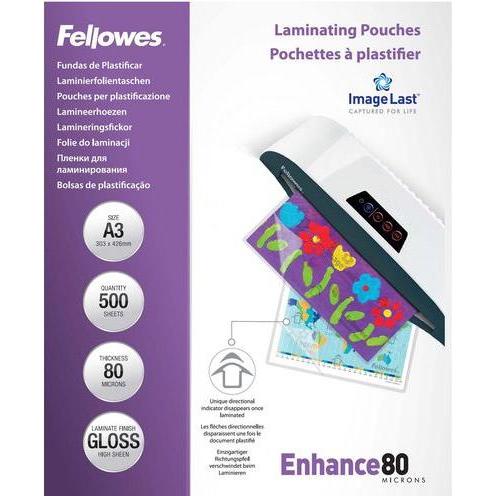 Fellowes, Pouches di plastificazione, PK500 LAMINIERFOLIEN 100144239 (A3, 500 pz.)