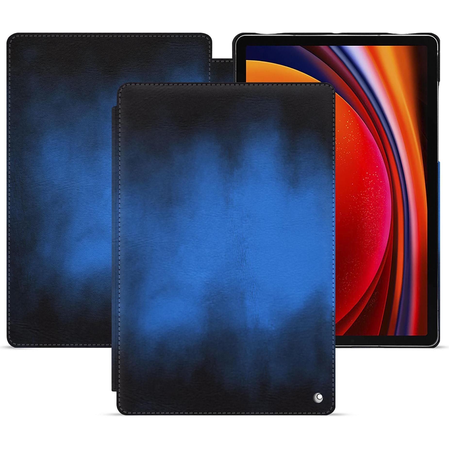 Noreve Lederschutzhülle horizontal (Galaxy Tab S9), Tablet Hülle, Blau