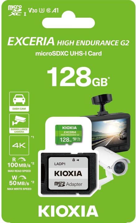 Produktbild Kioxia microSD Exceria High Endurance 128GB (128 GB, microSD, microSDXC, U3, UHS-I)