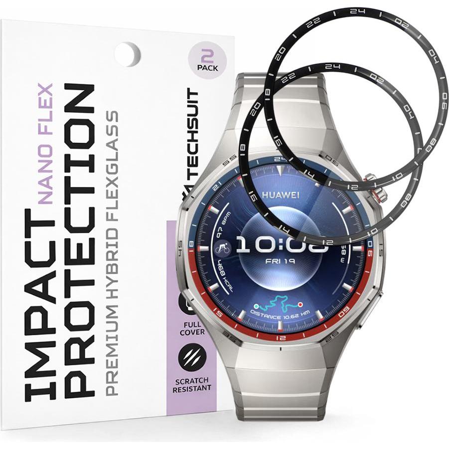 Techsuit - Nano Flex (2 pack) - Huawei Watch GT 6 Pro - Black, Accessori per smartwatch, Nero