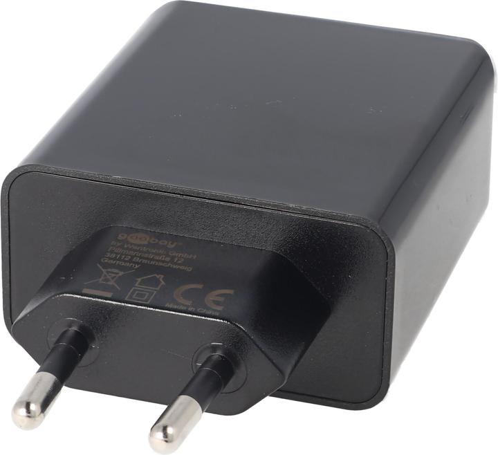 Actual product image Goobay Dual USB fast charger USB QC3.0 28W black, charges up to 4x faster than standard chargers (28 W, 2 ports)