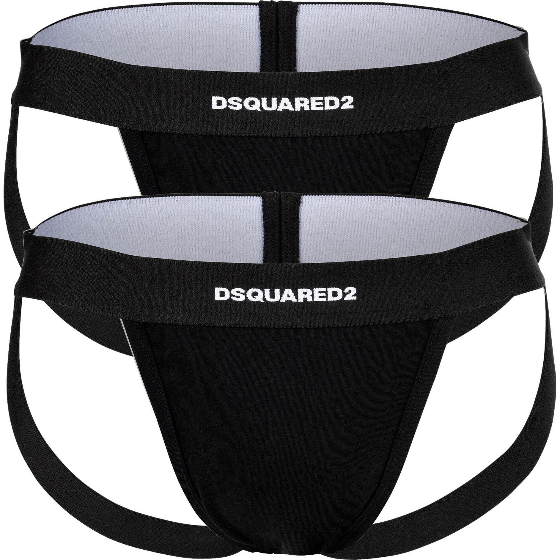 Dsquared2, Herren, Unterhosen, Jockstrap Casual Bequem sitzend TWIN PACK JOCKSTRAP, Schwarz, (XXL, 2er Pack)