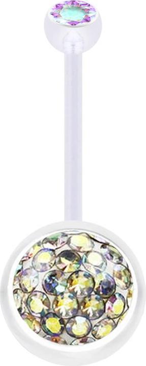 Immagine prodotto Star Piercing Banana trasparente con cristallo a sfera multicolore e strato protettivo epossidico in cristallo a (Materiale sintetico, senza ottone)