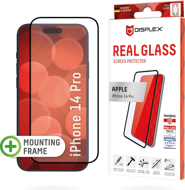 Displex Real Glass, Full Cover Panzerglas (1 Stück, Apple iPhone 14 Pro)