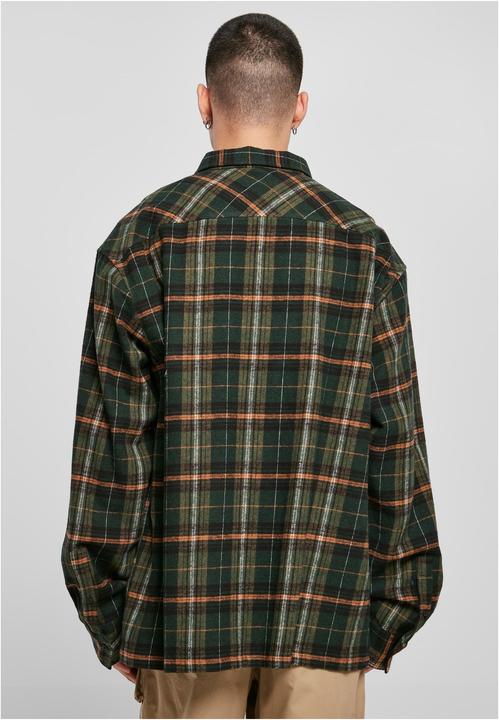 Produktbild Urban Classics Boxy Fane Check Shirt bottlegreen/orange S (S)