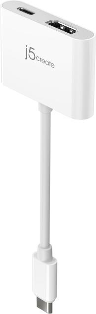 Actual product image j5Create JCA152 USB-C® to 4K HDMI™ Adapter with Power Delivery, Black, 0.82 m, USB Type-C, HDMI + US (HDMI, USB-C, 8.20 cm)