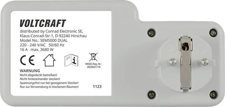 Produktbild Voltcraft SEM5000 DUAL Energiekosten-Messgerät Kostenprognose, Alarmfunktion, Stromtarif einstellba