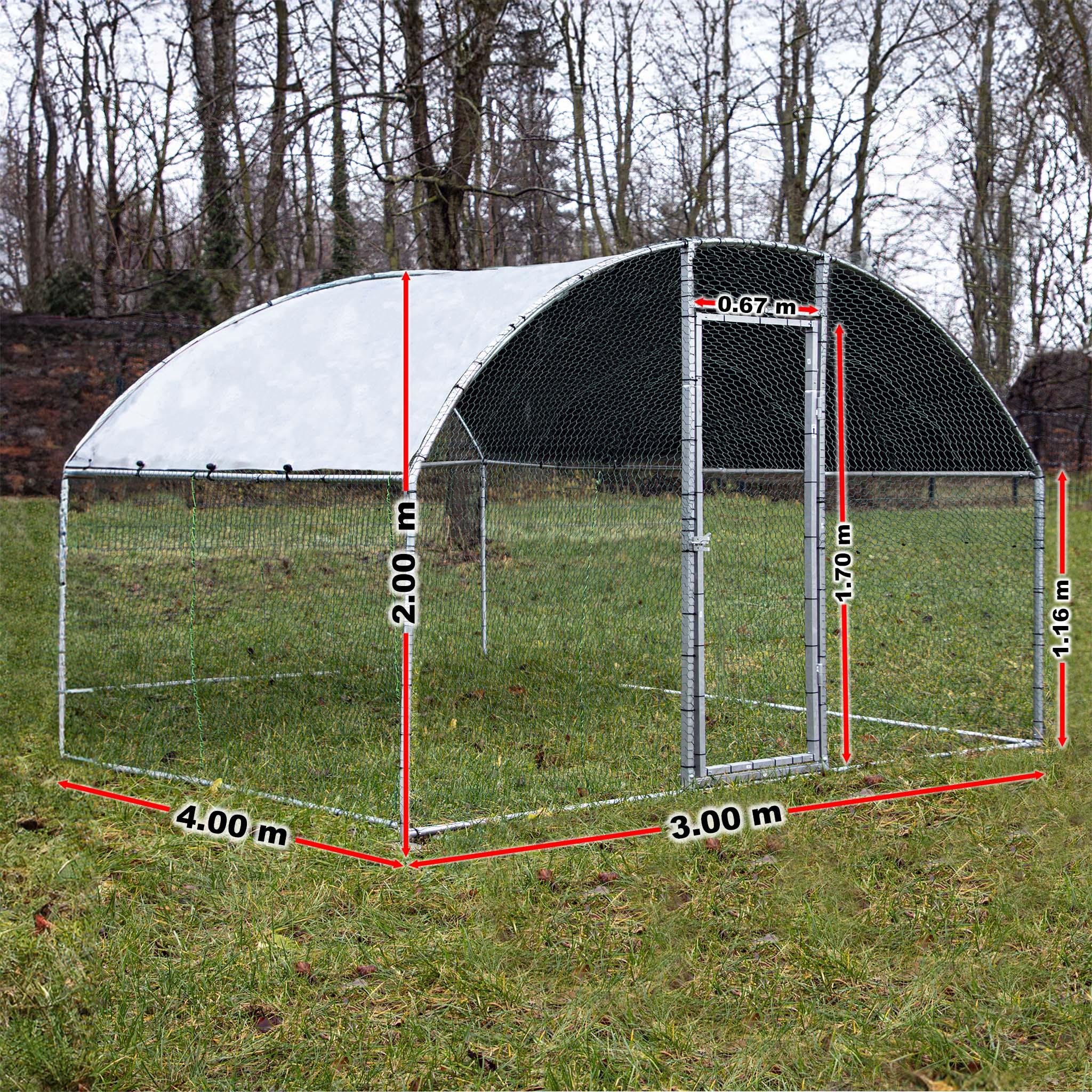 Wiltec Fudajo XXL Freilaufgehege 2x2,95x2m Aussengehege Voliere Hühnerstall Tiergehege, Gehege