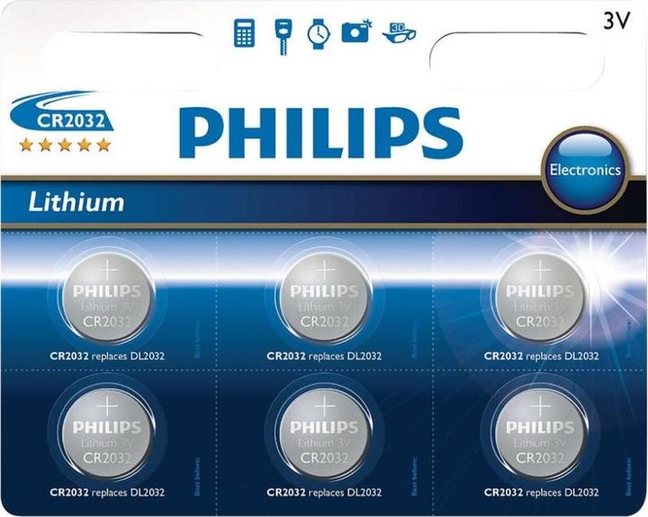 Produktbild Philips Minicells Button cell CR2032P6/01B, Single-use battery, CR2032, Lithium, 3 V, 6 pc(s), 210 m (6 Stk., CR2032, 210 mAh)