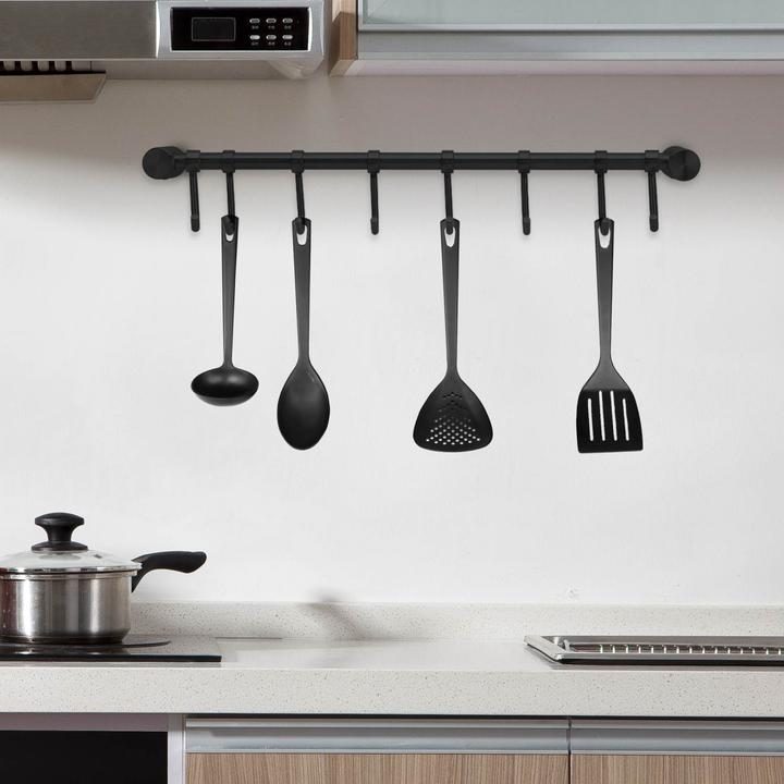 Actual product image Intirilife Stainless steel hanging rail with 8 hooks