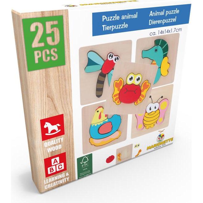 Marionette Wooden Toys Puzzle animale 5as dsg 100% FSC