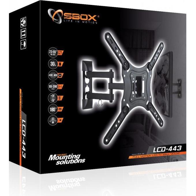 Thumbnail - Sbox Laikikl. LCD-443 Full Motion 23"-55 (Wand, 55", 30 kg), TV Wandhalterung, Schwarz