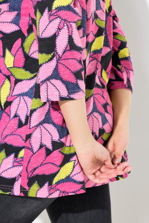 Produktbild Ulla Popken Shirt, Blätter, A-Linie, V-Ausschnitt, 3/4-Arm (46, 48)