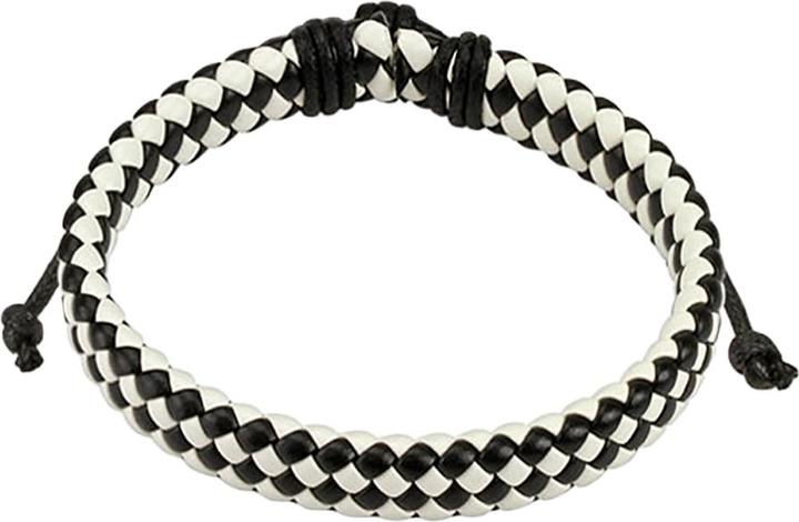 Image du produit Star Piercing Bracelet en cuir Carreau noir et blanc (25 cm, Cuir, sans laiton)