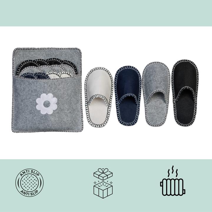 Productafbeelding Relaxdays 6 Paar Gästehausschuhe aus Filz (37, 39, 40, 45)