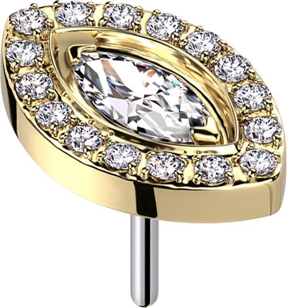 Immagine prodotto Star Piercing Threadless ovale placcato oro con cristalli argento e cristallo ovale argento (senza ottone, Titanio)