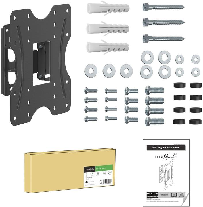 Image du produit PureMounts Wandhalterung PM-LM-TS33B Schwarz (Mur, 30 kg, 23" - 42")