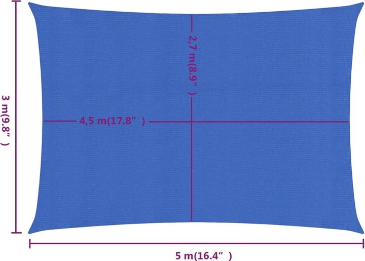 Actual product image VidaXL Sonnensegel 160 g/m² Rechteckig HDPE (3 x 5 m)