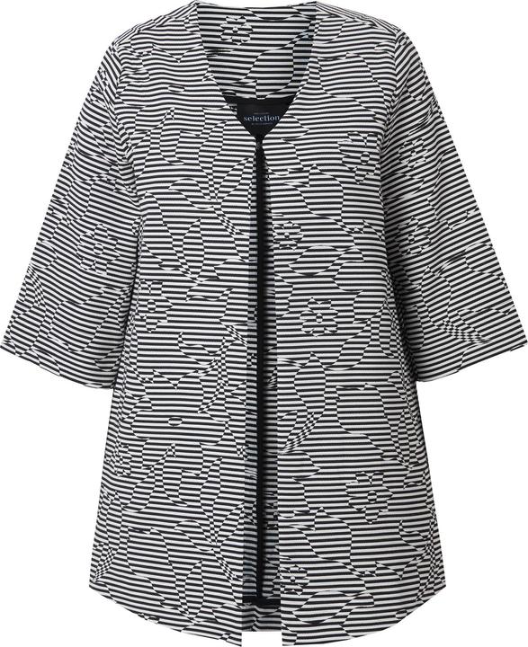 Produktbild Ulla Popken Jacke, Streifen, V-Ausschnitt, 3/4-Arm, Hakenverschluss (42, 44)