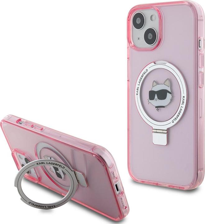 Produktbild Karl Lagerfeld KLHMP15SHMRSCHP iPhone 15 6.1" różowy/pink hardcase Ring Stand Choupette Head MagSafe (Apple iPhone 15)