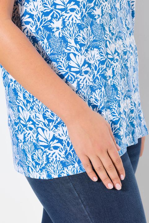 Produktbild Ulla Popken T-Shirt, floraler Druck, A-Linie, V-Ausschnitt, Halbarm (62)