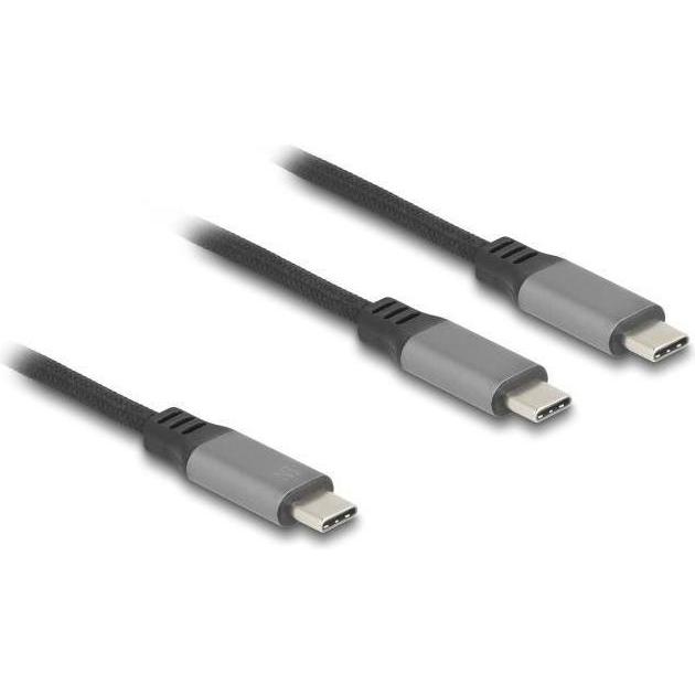Thumbnail - Delock 81271 - USB-C Y-Kabel 1 x Stecker zu 2 x Stecker PD 3.0 100 W, 1,2m (1.20 m, USB 3.0), USB Kabel