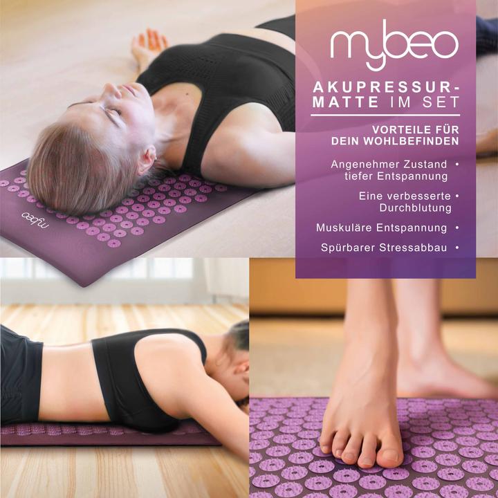 Produktbild Mybeo Akupressurmatte mit Naturfasern, Akkupressur Set 71 x 44cm, Faszienset, Kissen, Matte & Massageball