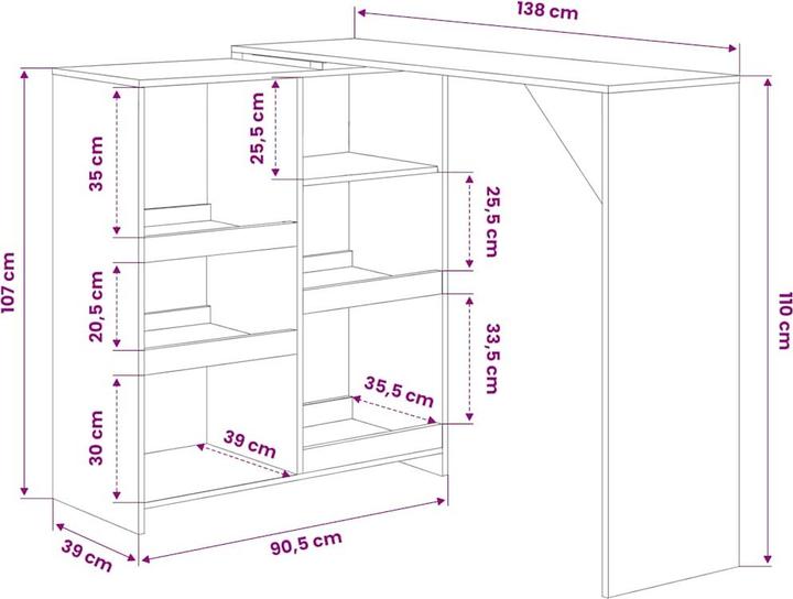 Produktbild vidaXL Bartisch (138 x 40 x 110 cm)
