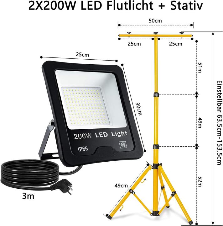 Actual product image Froadp LED-Baustrahler mit Stativ (100 lm)