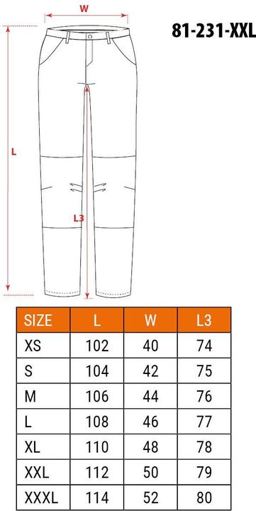 Nährwerte und Zutaten Neo PREMIUM Arbeitshose 4-Wege-Stretch Grösse XXL (XXL, XXL)