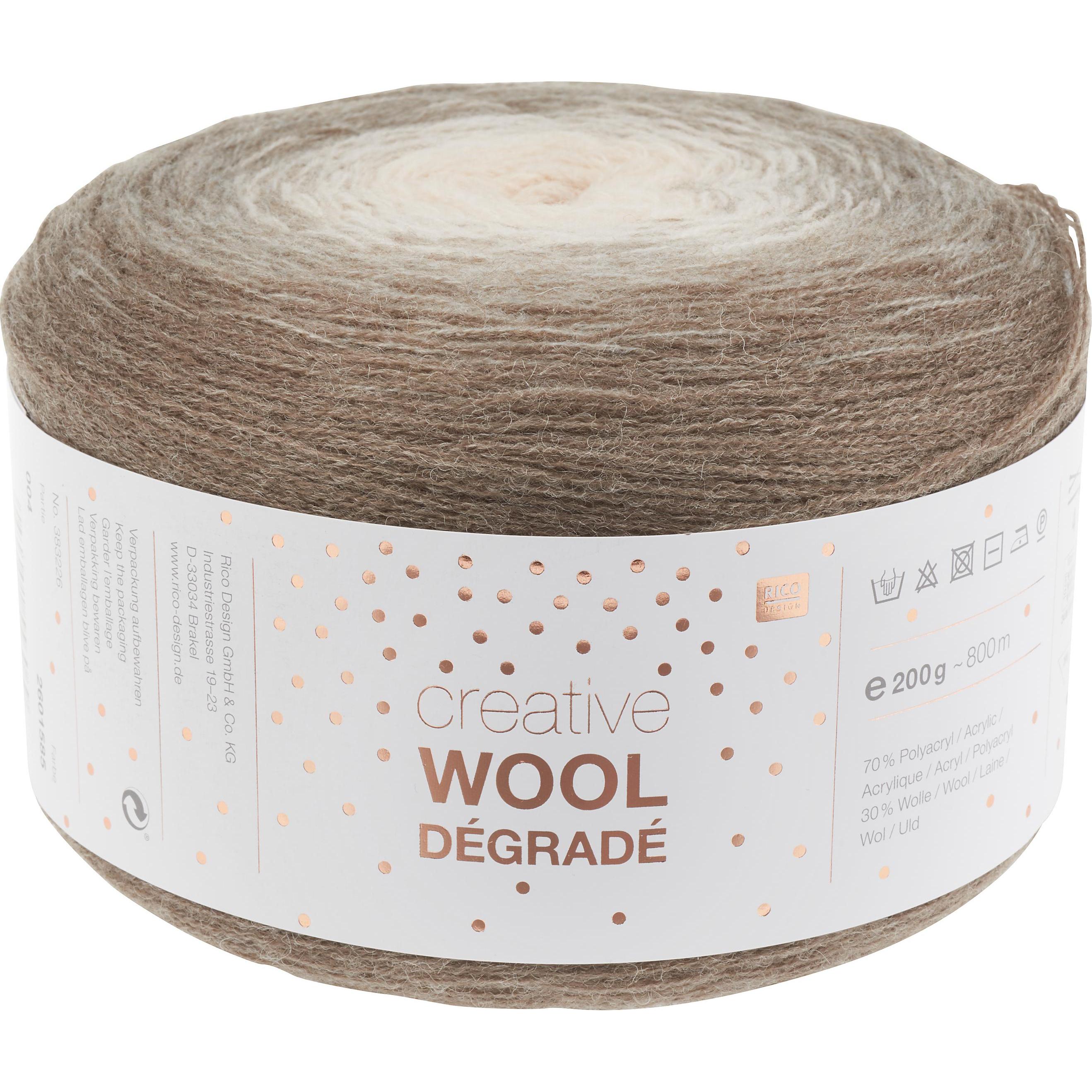 Rico Design Rico Creative Wool Dégradé, 4-fädig, 200g, ca. 800m, Garn + Wolle, Braun
