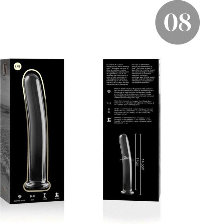 Actual product image Ibiza Nebula Series By ™ - Model 8 Dildo Borosilicate Glass 14.5 X 2 cm Clear