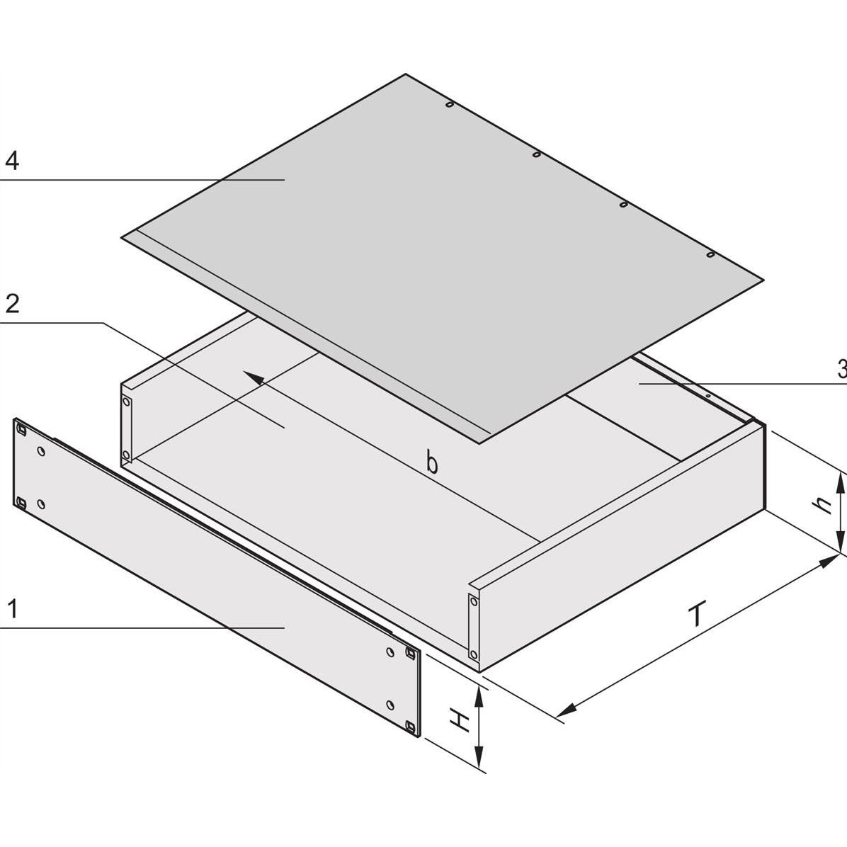 Thumbnail - Schroff 19"-Kompletteinschub aus Stahlblech, Deck- und Bodenblech geschlossen -, Serverschrank Zubehör
