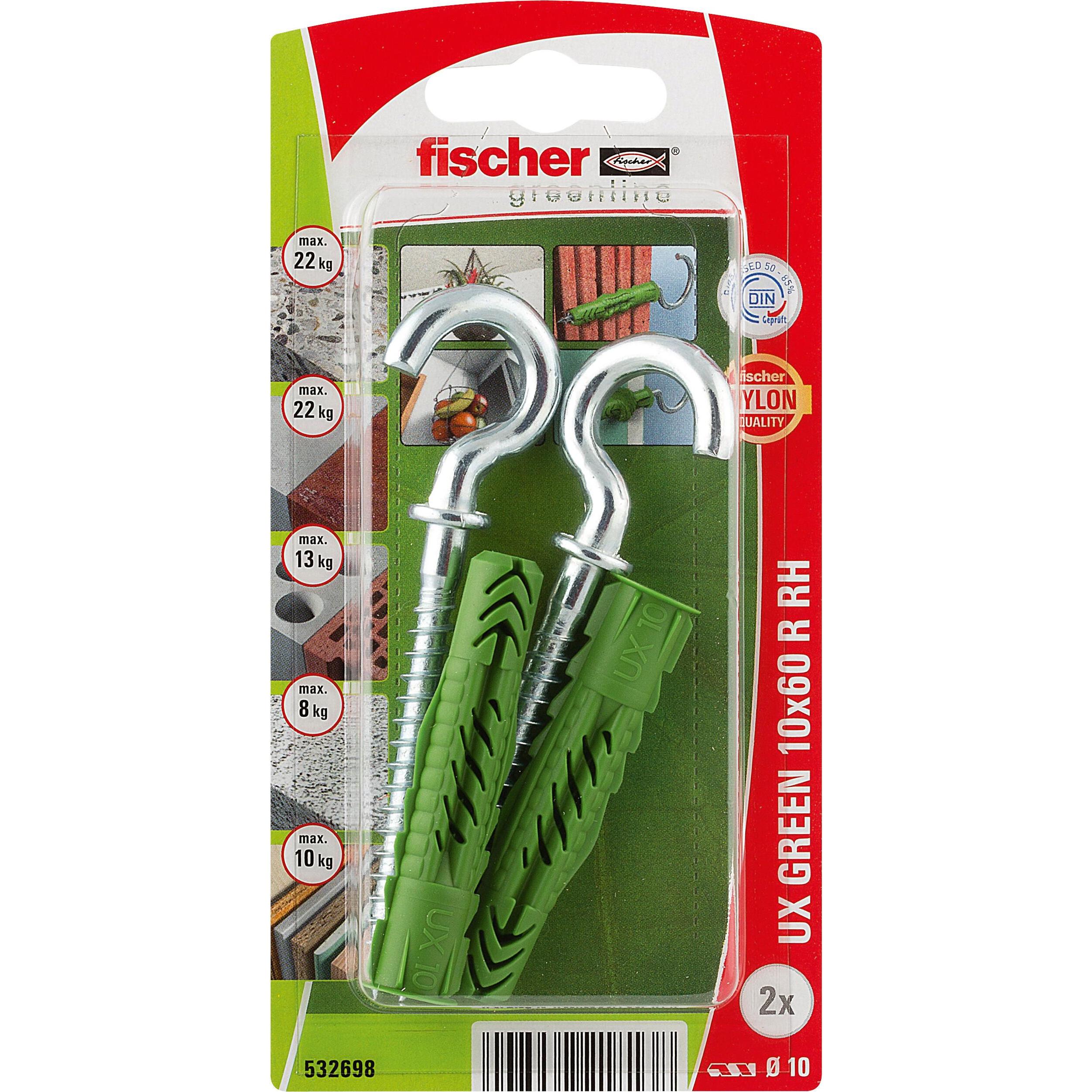 Thumbnail - Fischer, Dübel, Universald. UX Green 10x60 R RH K (2) (2 Stk.)