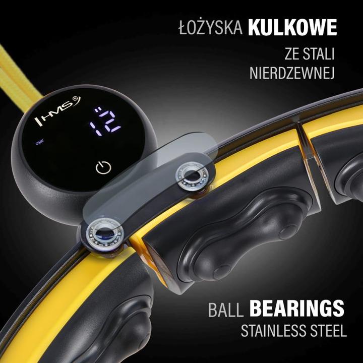 Produktbild HMS Hhm21 Hula Hoop Schwarz/Gelb Mit Magneten Tpe Stollen Und Gewicht + Zähler (100 cm, 1500 g)