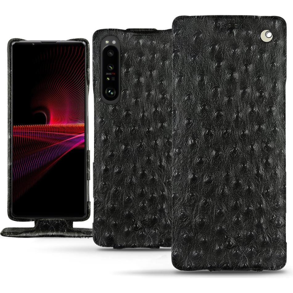 Noreve Lederschutzhülle vertikal (Sony Xperia 1 III), Smartphone Hülle, Schwarz