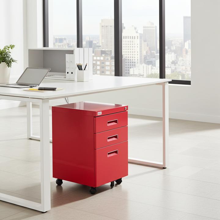 Produktbild Jet-Line Rollcontainer PAUL rot Rollschrank Bürocontainer knock-down